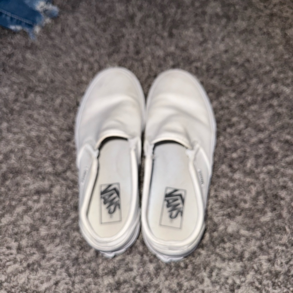 White Slip On Vans